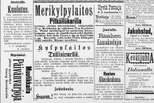 Kylpylaitosten mainoksia vuodelta 1890.